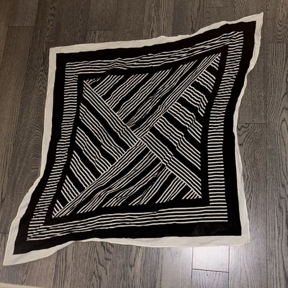 Black and White Striped Geo Square Scarf - Picture 6 of 8